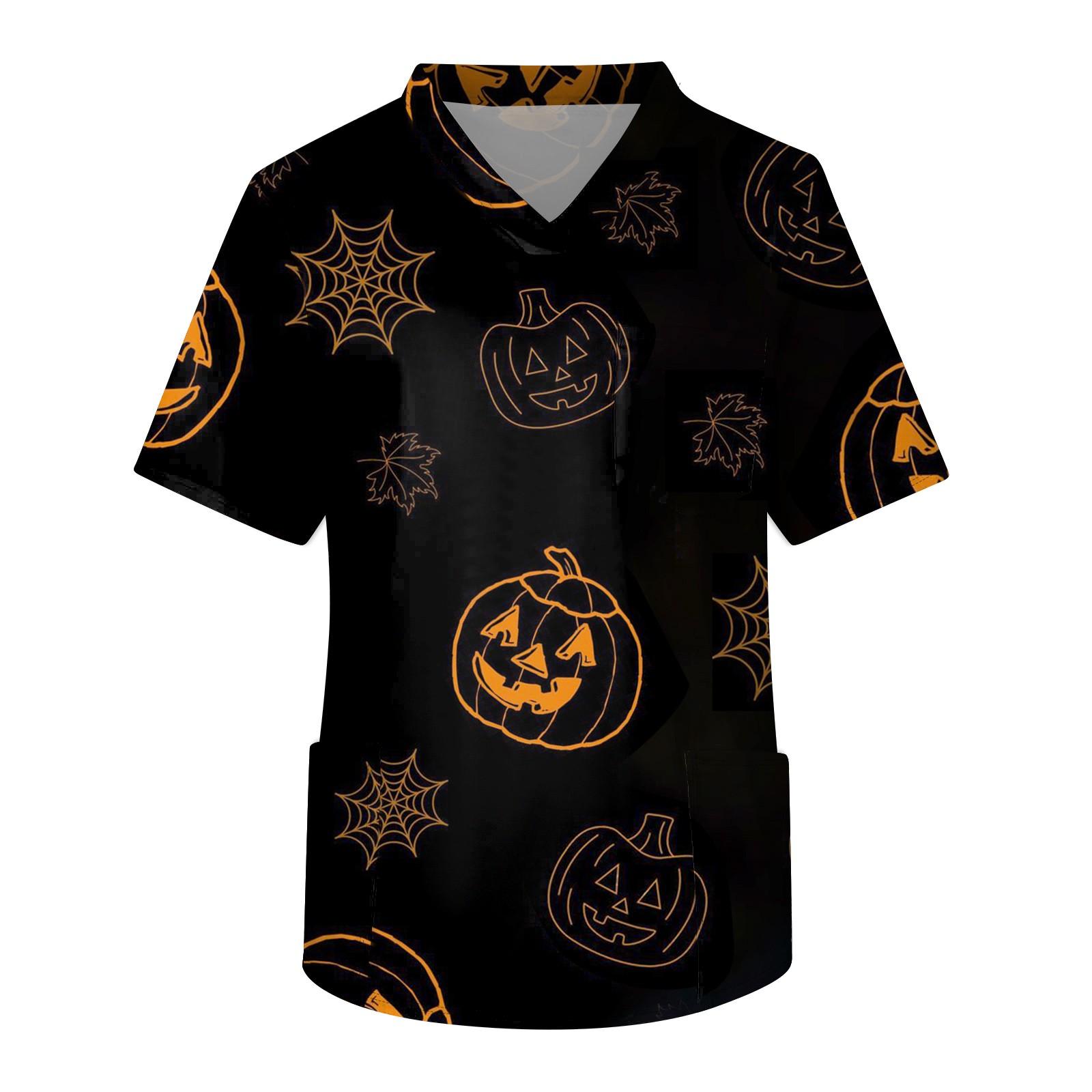 

Мужской топ с короткими рукавами и v-образным вырезом на Хэллоуин с принтом на груди и карманом для ухода за кожей M чёрный