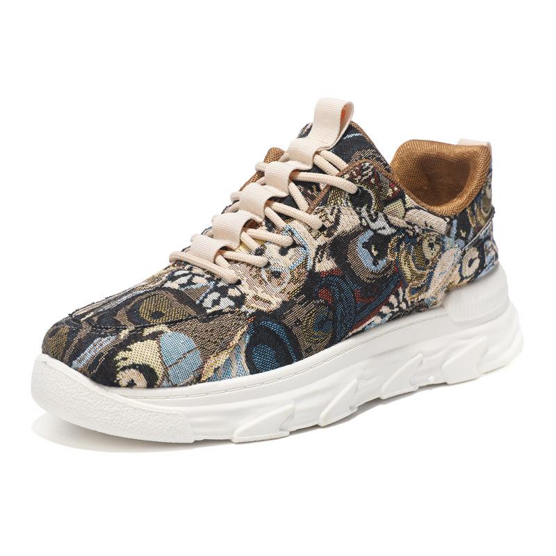 Men's 2024 Spring New Youth Canvas Platform Breathable Fashion Dad Shoes Internet Celebrity Fashion Casual Painted Sail