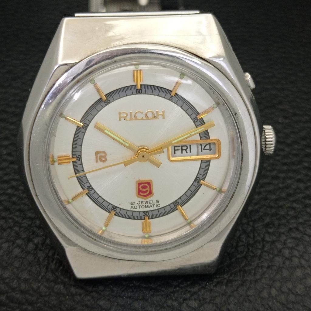 RICOH R31 AUTOMATIC JAPAN MENS VINTAGE SILVER COLOR DIAL WATCH a701921-5 R207-a701921