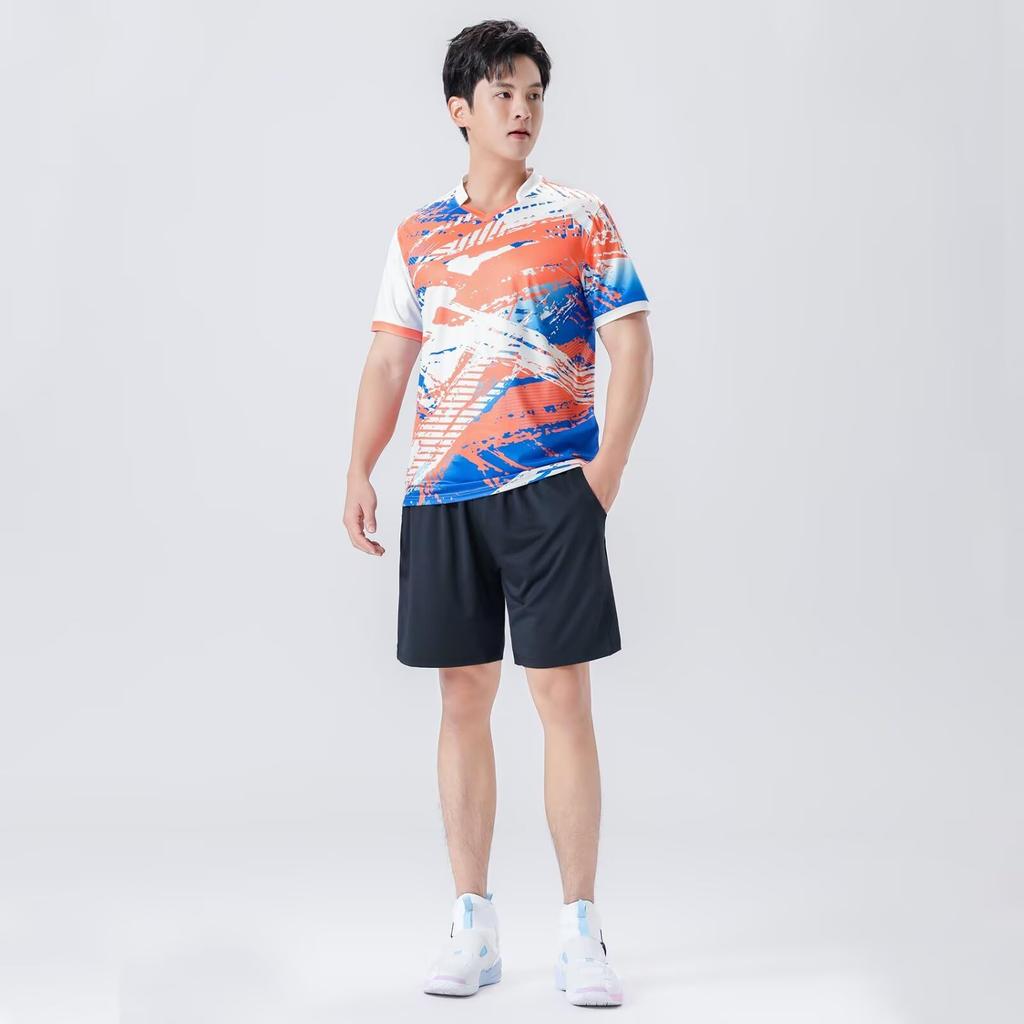 Anmurye Short Sleeve Table Tennis with Geometric Perfect for Badminton and Sports and Perfect for Practice and Summer Outfits Blue Size Men's T-Shirt