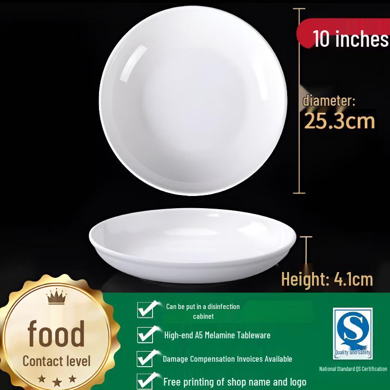 A5 Food Grade Melamine Round Plates (10-Pack)