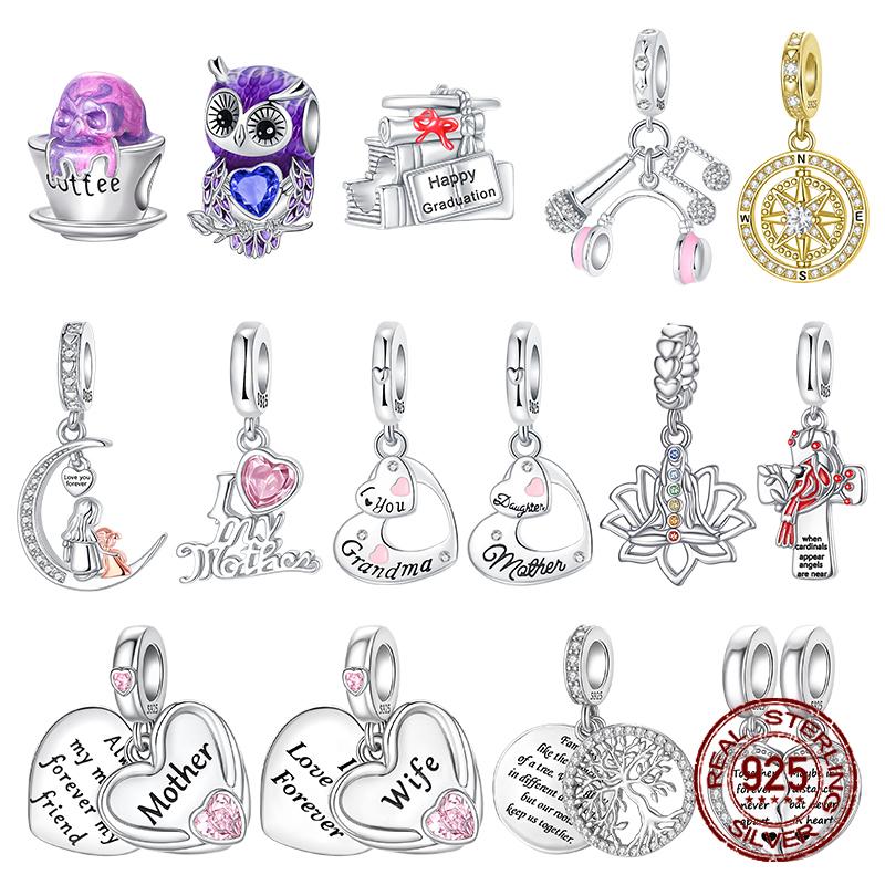 925 Silver Family Grandma Love You Mother Beads Pandent Charm Fit 4MM Hole Diameter Bracelet DIY Bead Ms Jewelry Gift