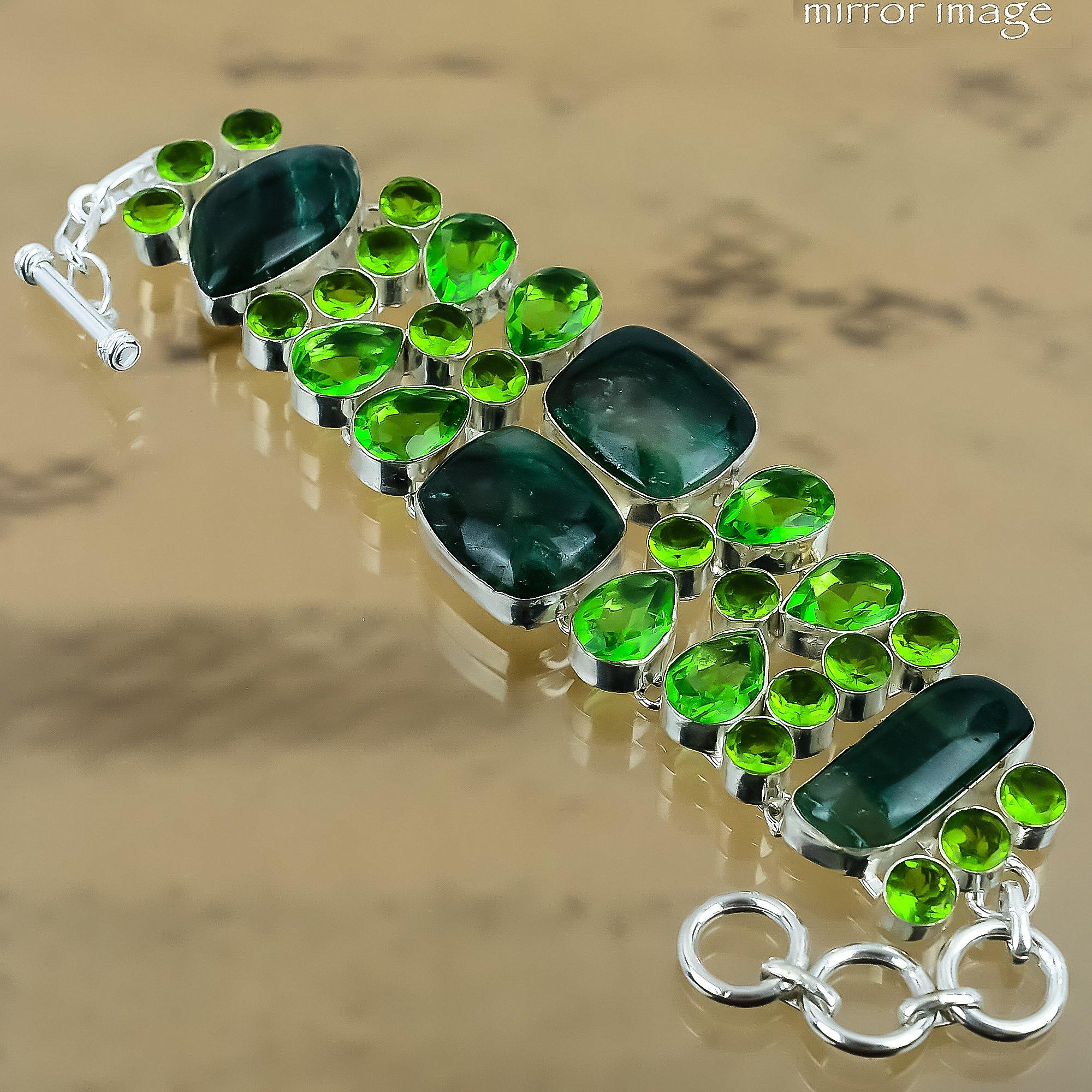 

Gift For Her 925 Silver Natural Green Aventurine Chain Adjustable Bracelet Adjustable