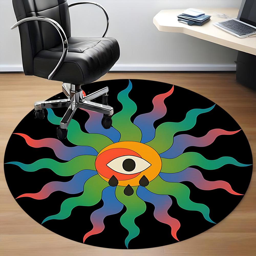1pc Psychedelic Eye Chair Carpet for Office, Round Non Slip Durable Large Size Office Carpet, Suitable for Office