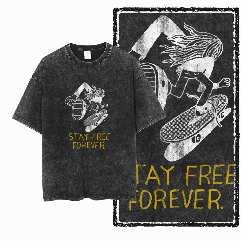 YD SKATE THEME Printed Cotton Acid Washed Graphic Unisex T Shirt Cool SKATEBOARD Streetwear Men Tshirts Big Size Tee for Men
