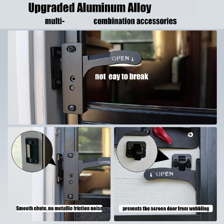 Travel Trailer Entry Handle Replacement Set for Screen Door Use with Right Side Hardware and 6 Mounting Screws Included Pack Support