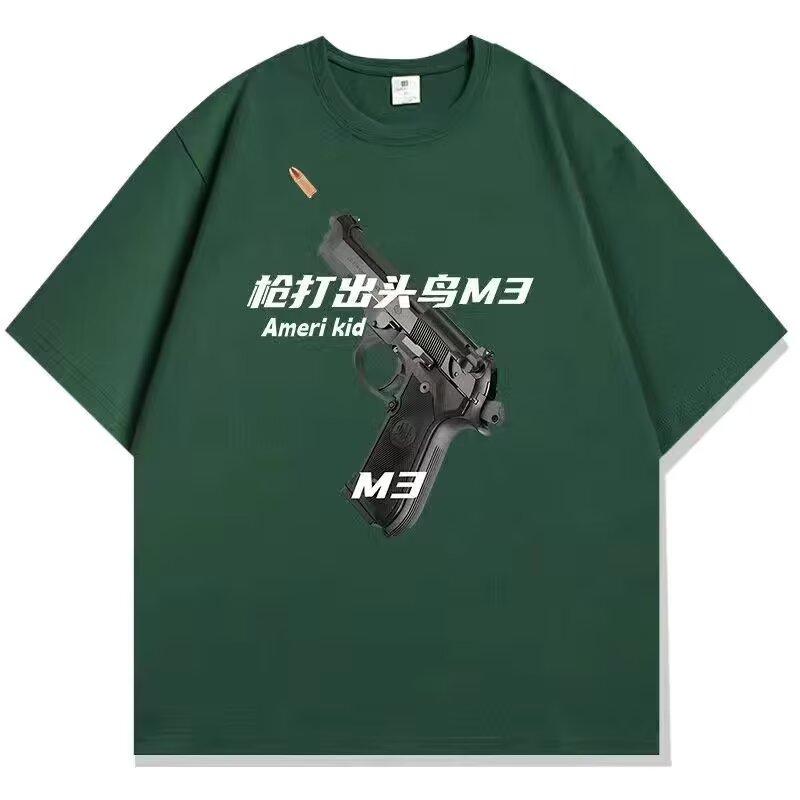 

Мужская модная футболка с круглым вырезом и короткими рукавами с принтом для лета, свободный повседневный топ 5XL темно-зеленого