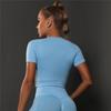 Nessaj Camicie da yoga a maniche corte Donna Fitness Sport Crop Top Magliette da corsa senza cuciture ad asciugatura rapida