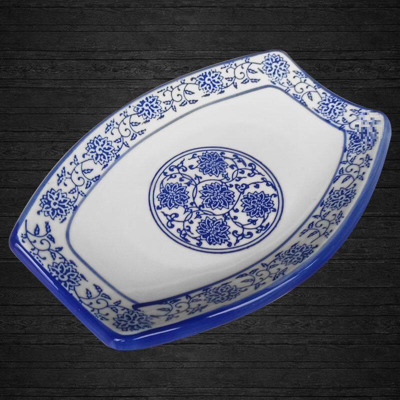 Ceramic Broccoli Plate - Blue & White Porcelain Chinese Style Dish