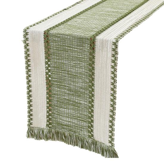 Knitted Table Runner Bohemian Table Runner with Tassels Rustic Table Runner for Farmhouse Dining Table Dresser Decoration