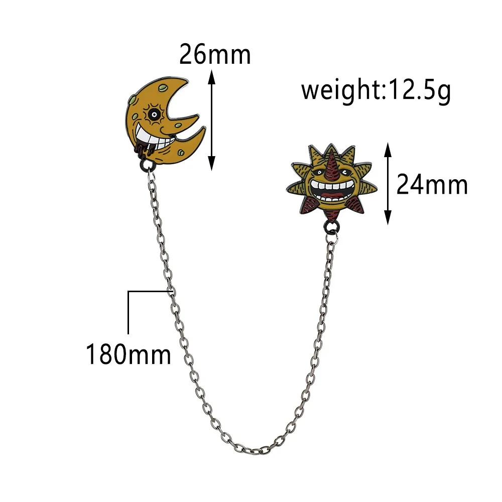 

New Cartoon Sun Moon Brooch Soul Eater Anime Badge Cosplay Props Character Enamel Pin Shirt Accessories Halloween Gifts