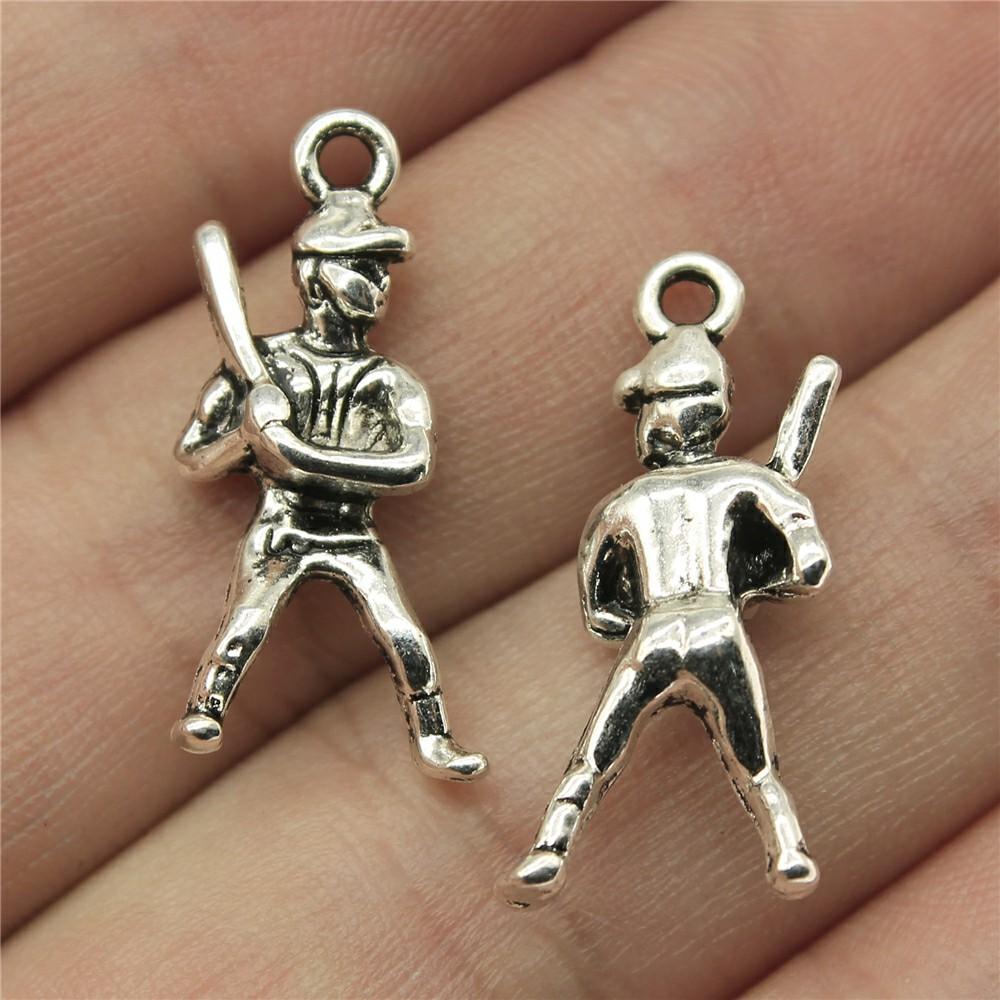 20pcs Sport Charms Baseball & Softball Charms Antique Bronze Silver Color Pendants DIY Crafts Making Findings For Jewelry Making