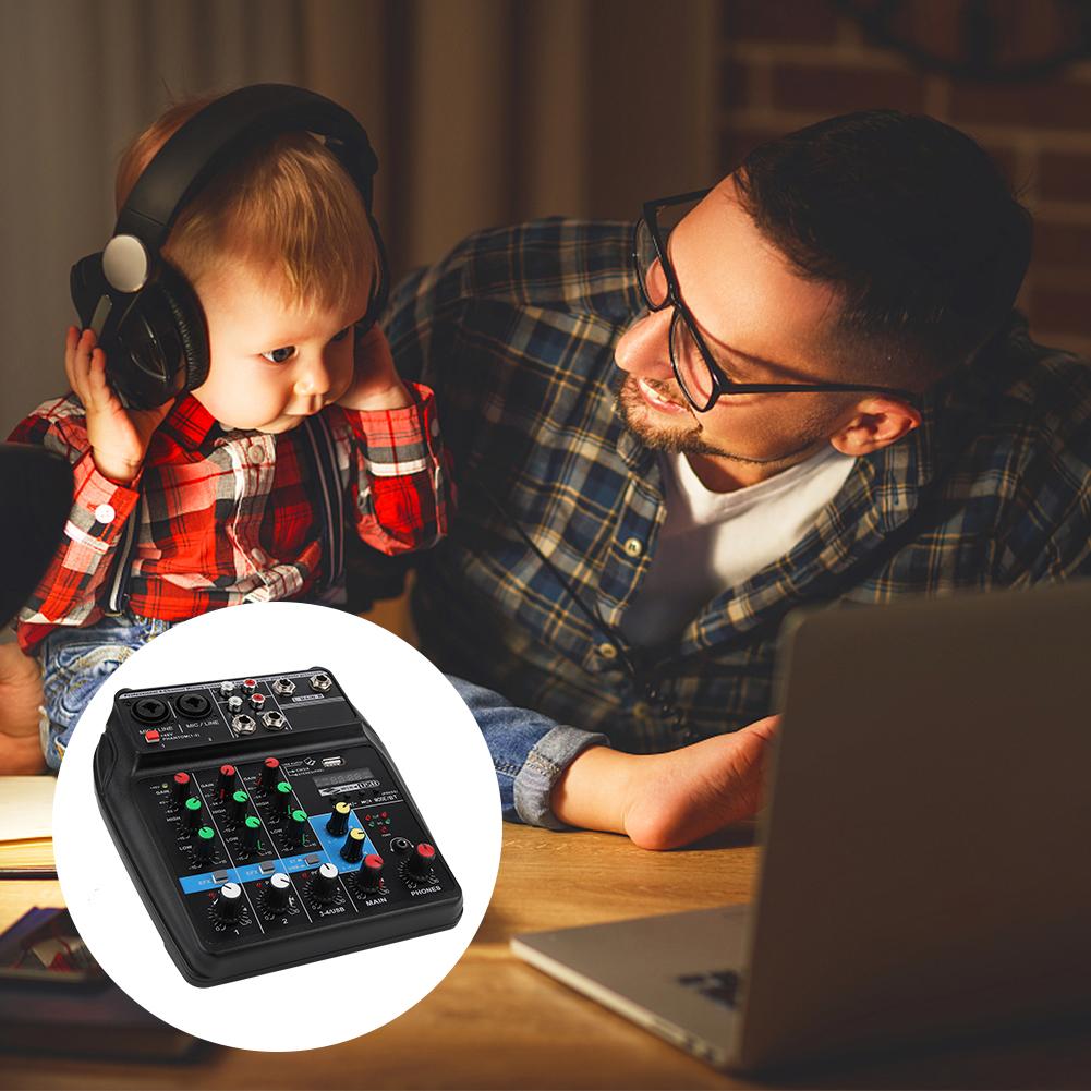 4 Channel Music Console Mixer Sound Mixing for Bluetooth USB Home Production K Songs