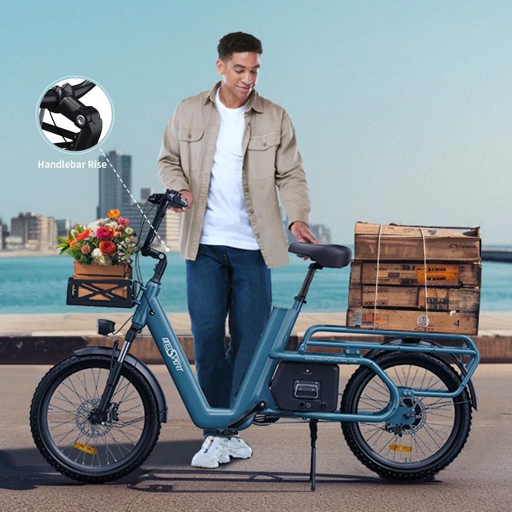 OneSport OT01 Electric Bike Cargo E-bike 650W 20 Inch Tires 48V 27AH 1296Wh Support APP Hydraulic Disc Brakes LCD Display