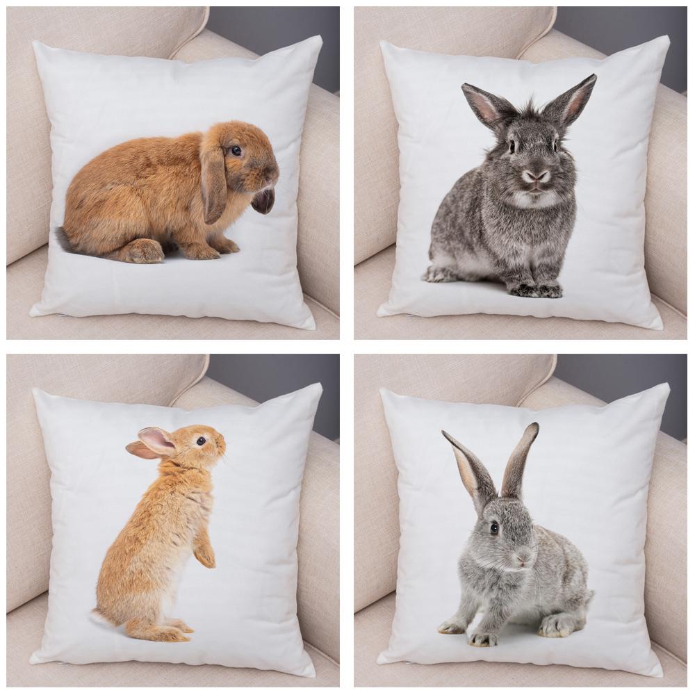 Home Sofa Kids Room Decor Cute Pet Animal Print Cushion Cover Pillowcase  Rabbit