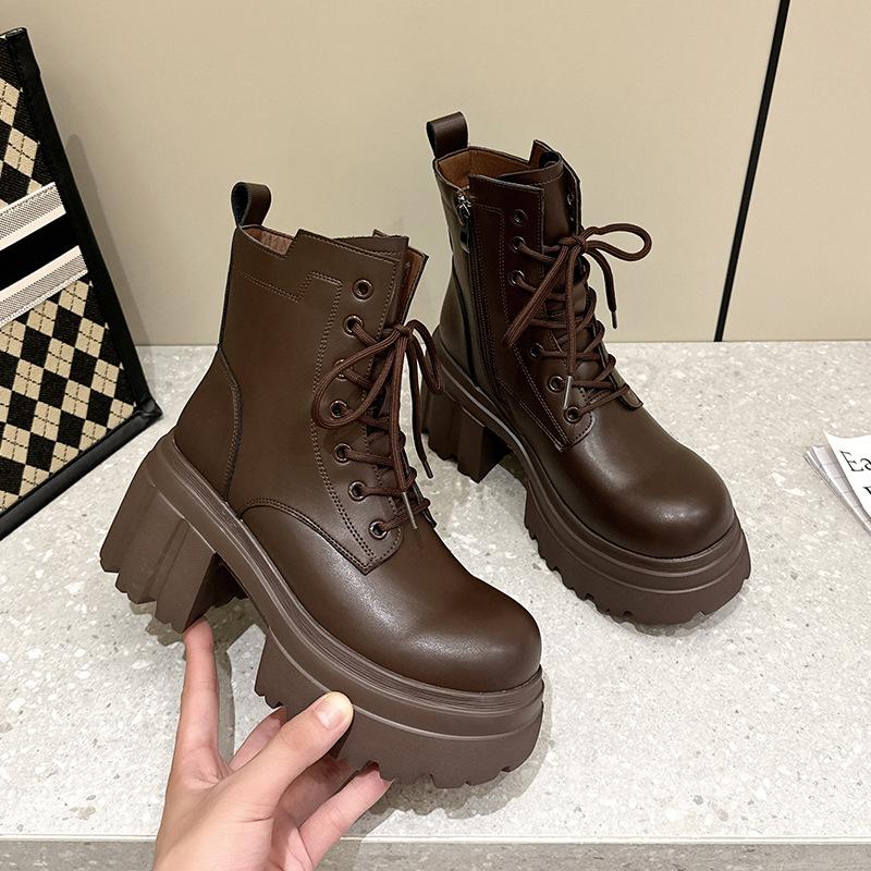 

2025 autumn and winter platform new Martin boots women s fashion thin trendy short boots British style women s heightening women s short boots 10CM 40