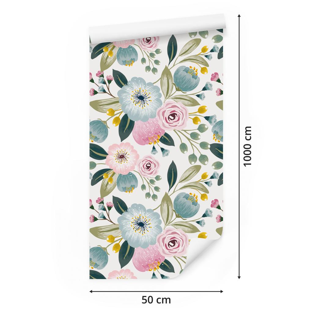 Colorful Spring Flowers Wallpaper for Living Room and Bedroom 50x1000