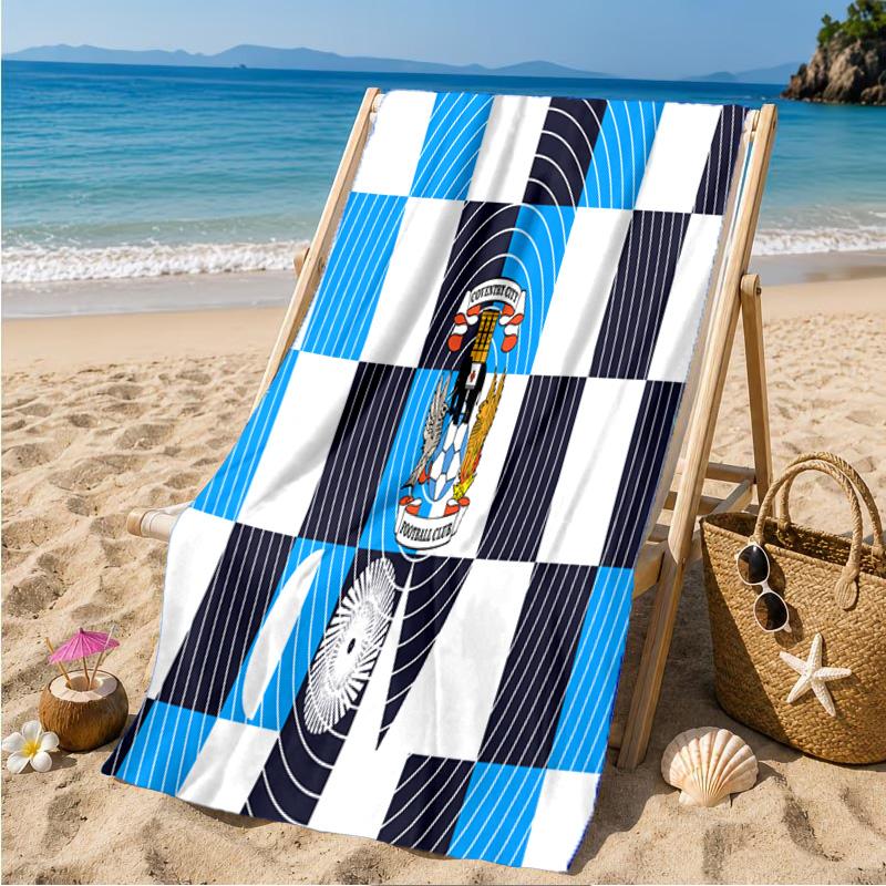 Coventry City Crest Design Beach Towel Microfiber Beach Towel, Lightweight and Quick-Dry, for Summer Travel, Swimming Pool Fan Birthday Gift