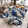 Blue White Peony Flower Pattern Living Room Rug Non Slip Large Carpet with Light Blue Background for Modern Home Decor Floor Mat