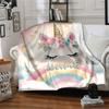 Unicorn With Floral Crown And Rainbow Backdrop Cozy Personalized Blanket Personalized Name Ultrasoft Great For Sofa Couch Office Bed Picnics Allseason
