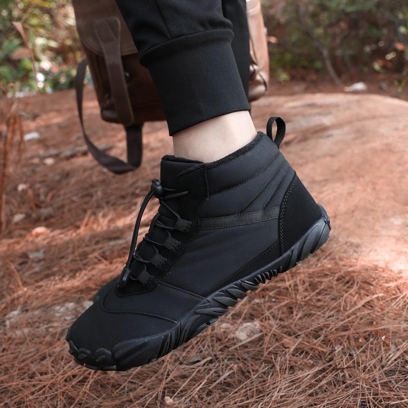 Men's Waterproof Velvet-Lined High-Top Snow Boots: Shock-Absorbing, Warm Cotton Shoes for Winter Sports.