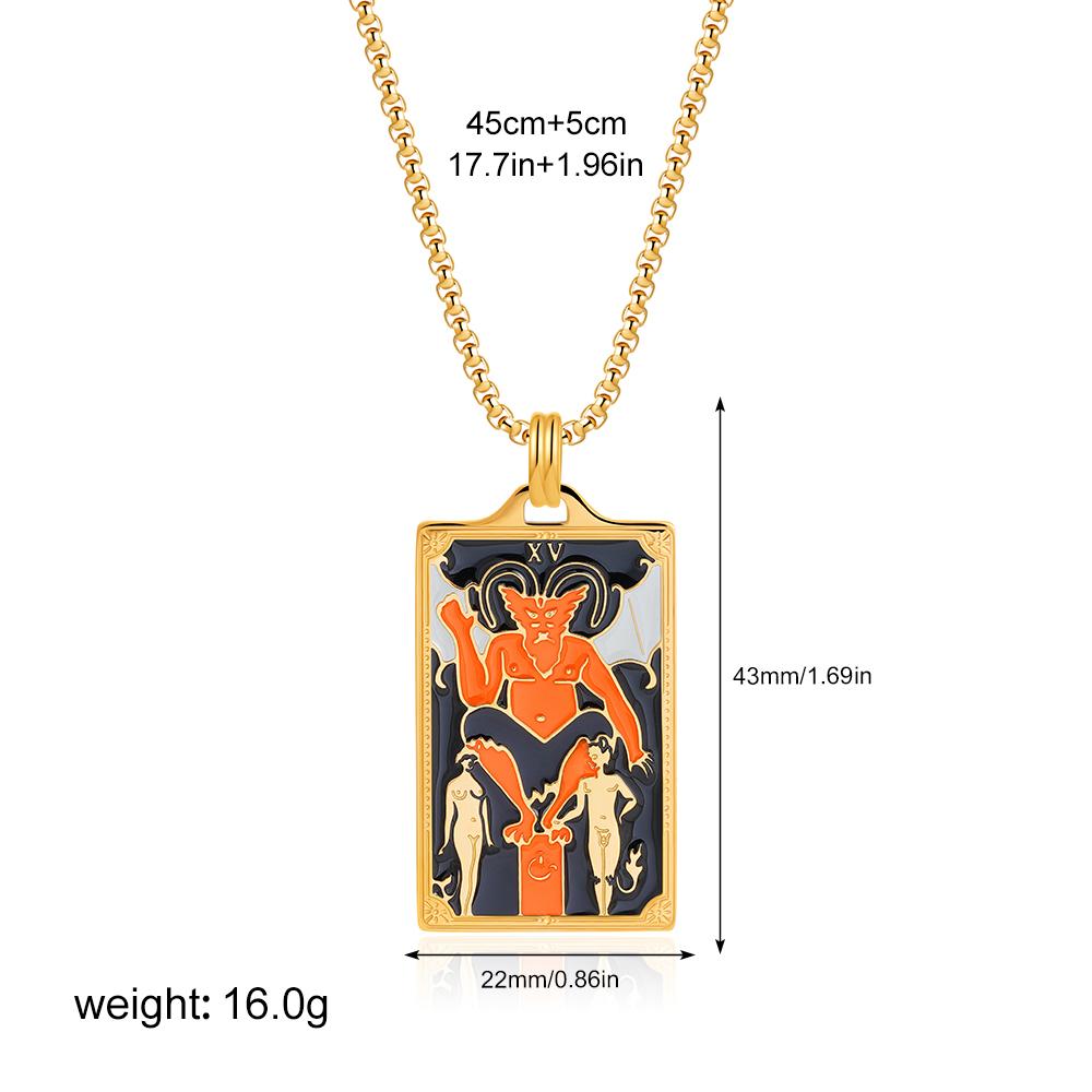 New Design Colorful Enamel Tarot Cards Pendant Necklaces 18K Gold Plated Sun Star Moon Box Chain Choker Jewelry for Women