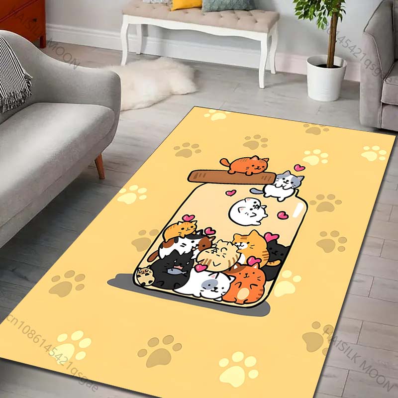Kitten Cartoon In Bottle Print Carpet for Living Room Bedroom Sofa Home Decor Non-slip Floor Mat Modern Rugs Fast Shipping