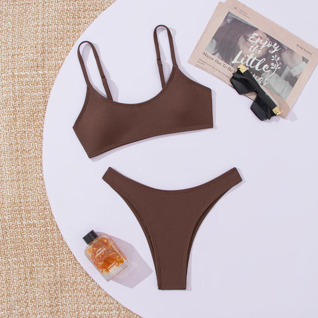 2023 V-Shaped Ribbed Bikini with Split Pants - Sexy Women's Swimwear