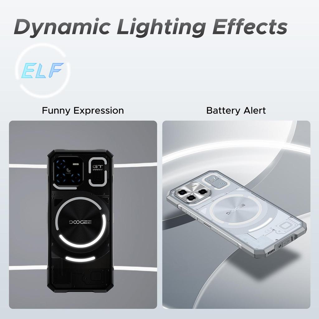 DOOGEE Blade GT Odolný smartphone, 32GB+256GB/2TB, 120Hz 6,72'' FHD+, Dynamický efekt LED světla