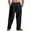 Men's Casual Relaxed Fit Linen Pants with Drawstring Waist Lightweight Breathable Summer Trousers for Beach & Everyday Wear