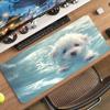Cute White Puppy Underwater Extended Mouse Pad Non Slip Rubber Desk Mat For Gaming Laptop Keyboard Home Office Setup