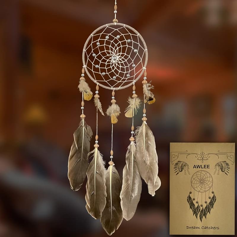 Dream Catchers Handmade Feather Native Home Wall Decoration серый