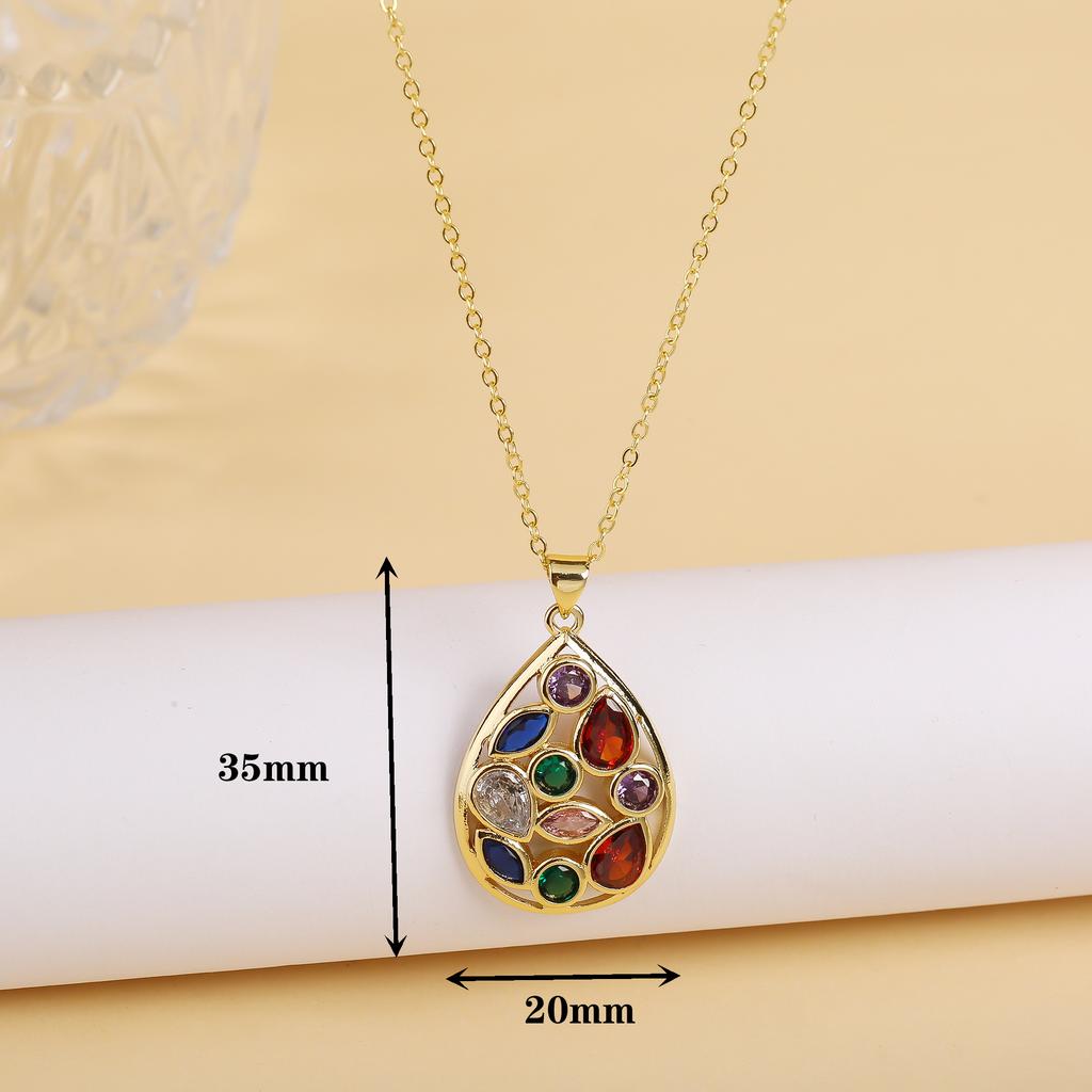 High Quality Crystal Round Pentagram Heart Shape Pendant Necklace for Woman Hip Hop Style Copper Neck Jewelry Daily Wear Gifts