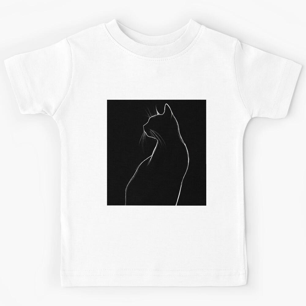 Black Cat White Silhouette Kids T-Shirt 160