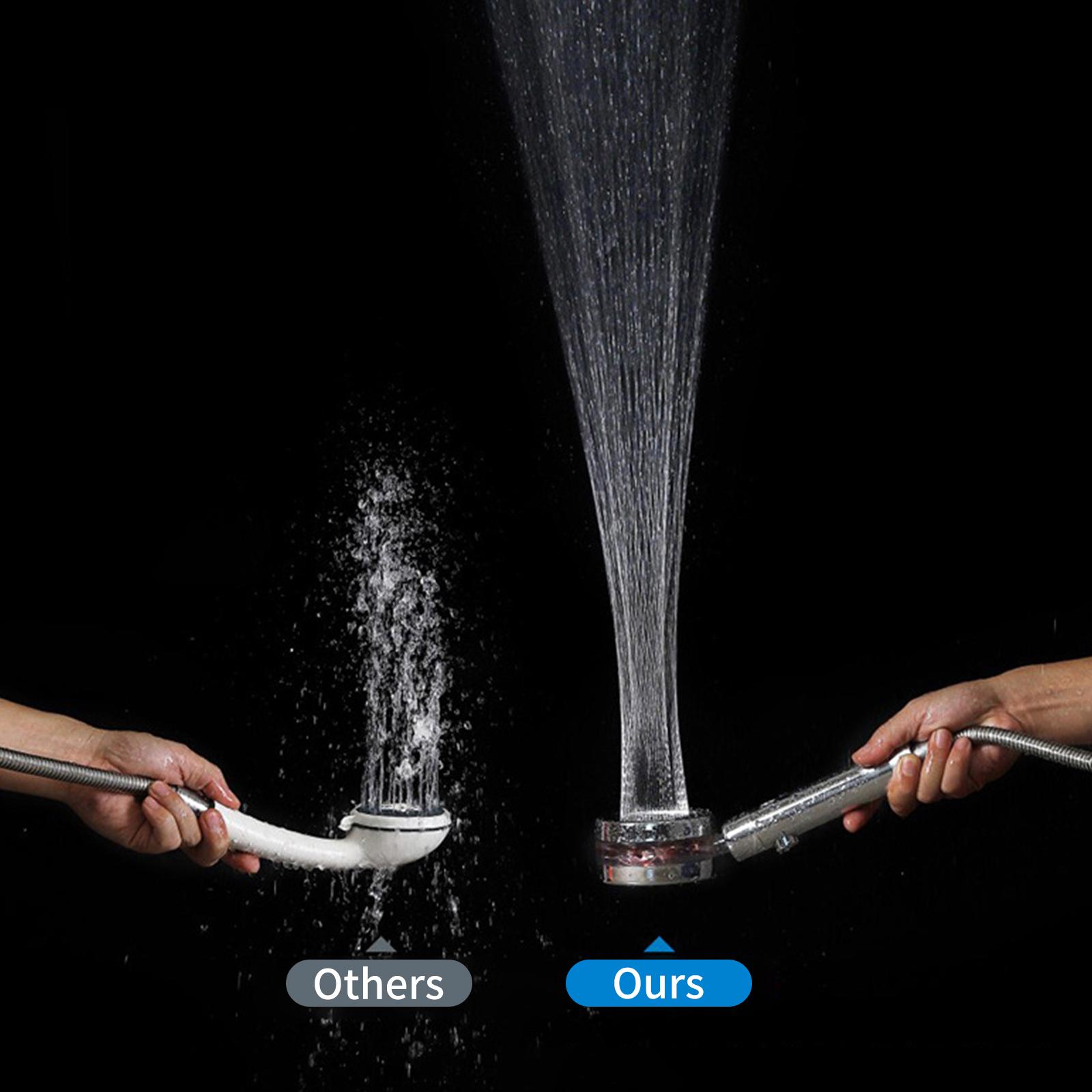 

Ручная душевая насадка высокого давления с кронштейном для шланга длиной 1,5 м. Турбовентилятор. Переключатель включения/выключения паузы для воды.