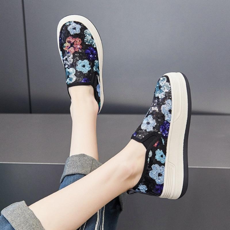 Fujin 4cm Synthetic Platform Wedge Summer Autumn Fashion Mesh Chunky Sneaker Flats Bling Leather Comfy High Brand Casual Shoes