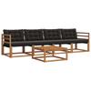 Outdoor Sofa Set with Cushions 5 Pcs Natural and Black