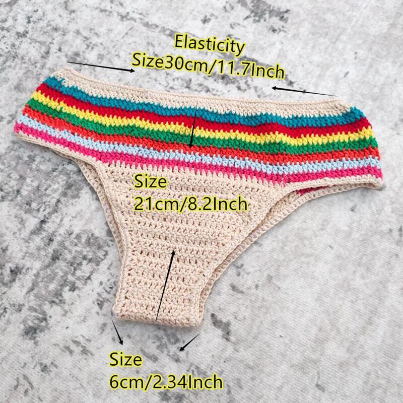 Handmade European & American Stripe Crochet Bikini Set