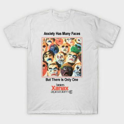 Vintage Anxiety Has Many Faces White Unisex T-Shirt Size S-3XL HOT Unisex T-Shirt
