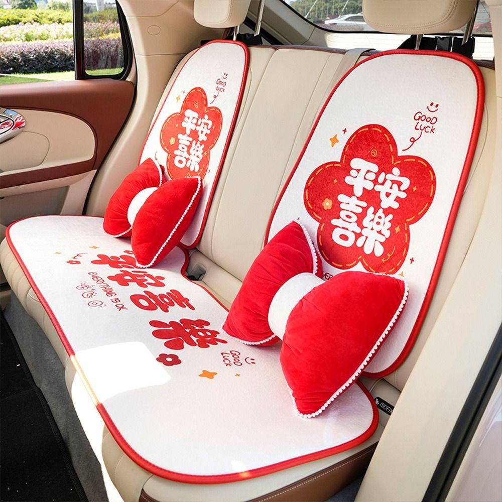 Bowknot Winter Seat Cushion Chinese Style Car Pillow Furry Car Warm Seat Cushion New Year