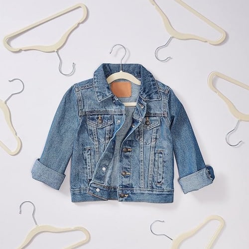 Basic Hangers, 30-Piece Set, for Children's Clothes, Anti-Slip, Beige