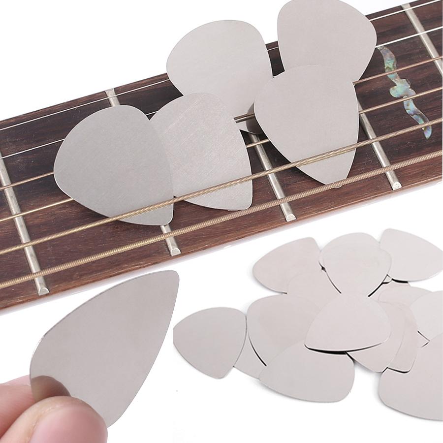 10/20pcs Stainless Steel Guitar Picks String Instrument Mental Paddles for Bass Ukulele Musical Universal Accessories XJM