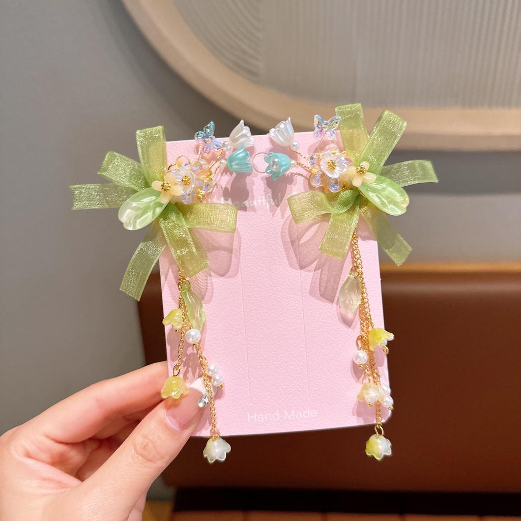 Ancient Style Children's Hanfu Hairpin with Tassel and Forehead Chain