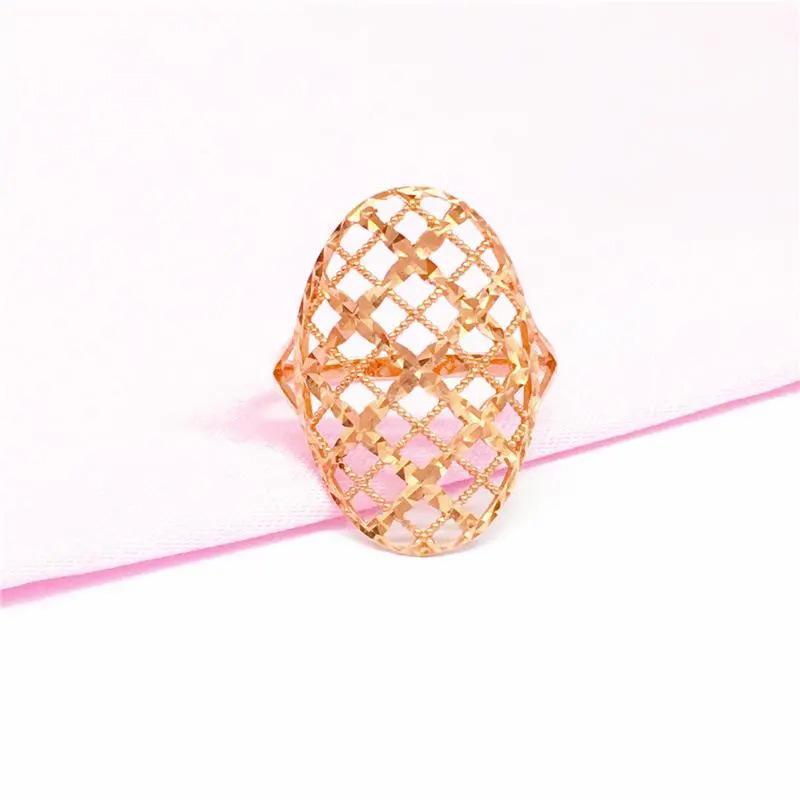 Purple Gold Car Flower Gypsy Ring Retro Wide Version Rose Gold Plated Hollow Ring Jewelry For Women