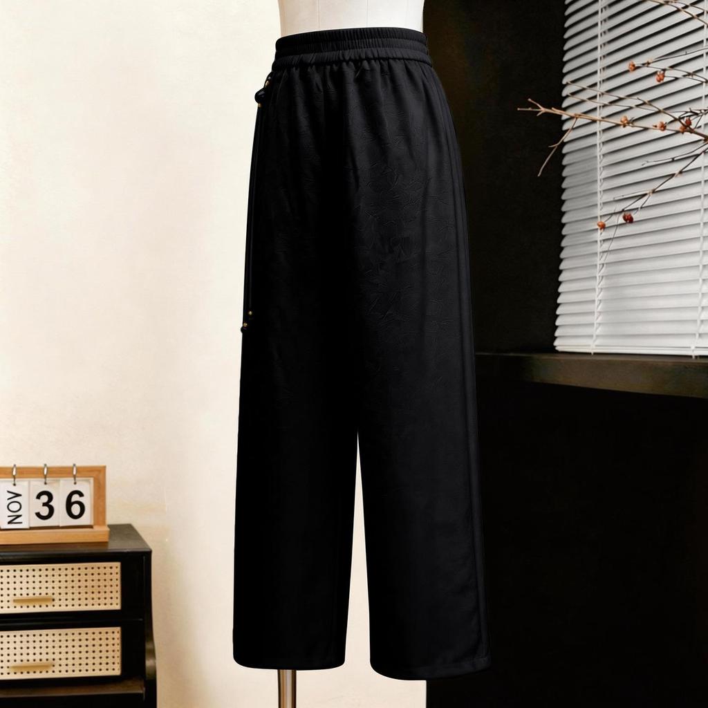 Lightweight Elastic Waist Wide Leg Pants for Middle-Aged and Elderly Women
