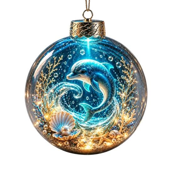 Reusable Lightweight Holiday Hanging Decor Ocean Animal Christmas Ball Ornament, 3D Marine Life Decoration, Unique Tree Baubles Beach Coastal