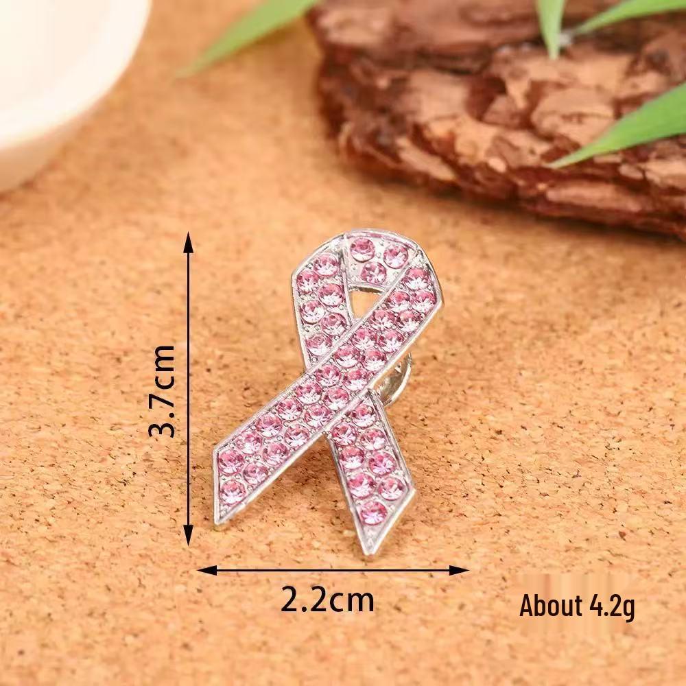 Pink Ribbon Alloy Brooch: Minimalist Women's Welfare Accessory