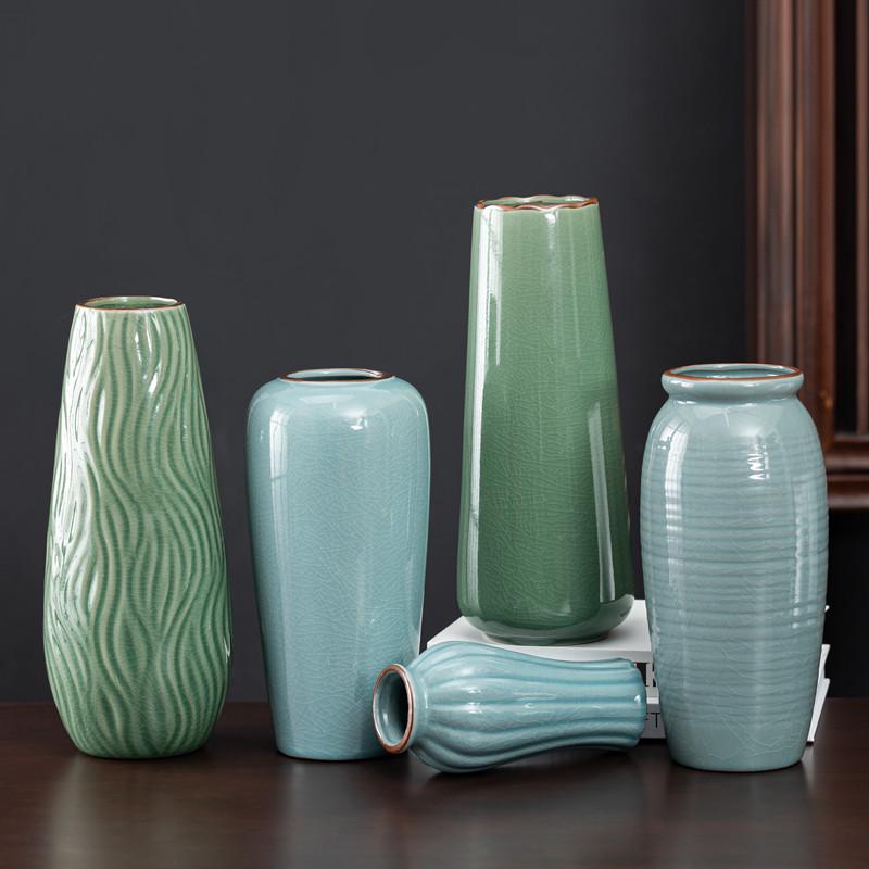 Vaso in Ceramica di Alta Gamma Ge Kiln Retrò per Fiori Freschi, Idroponica e Bambù