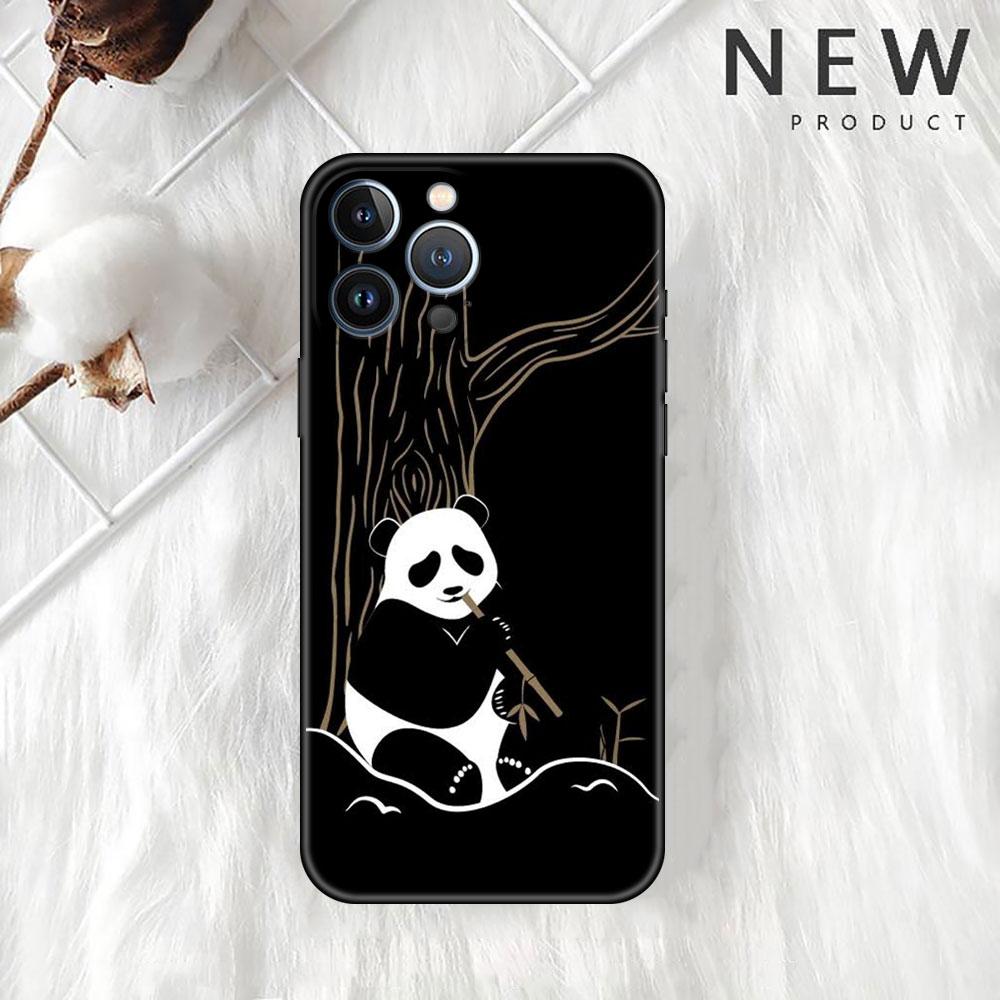 Niedliche Cartoon Tier Panda Hülle für Apple iPhone 14 Pro Max 13 11 12 Mini SE 7 8 Plus X XS 6 6S Silikon Handyhülle Weiche Funda