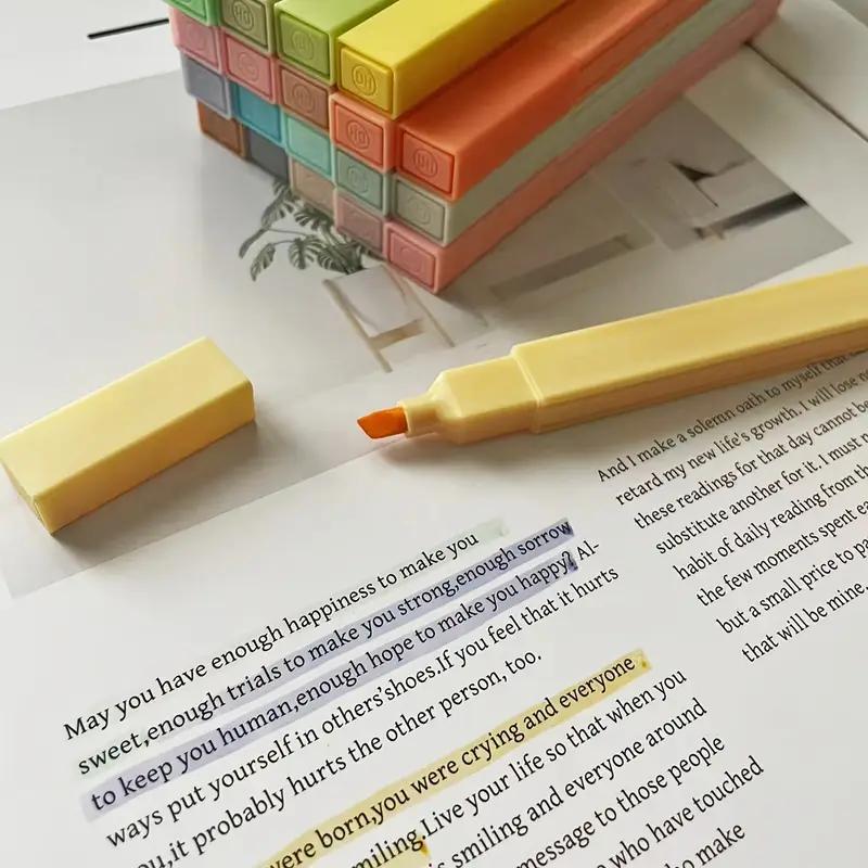 Pastel Morandi Square Highlighter Markers, Aesthetic Chisel Tip Highlighter Marker Pens No Bleed & No Smear for Highlighting